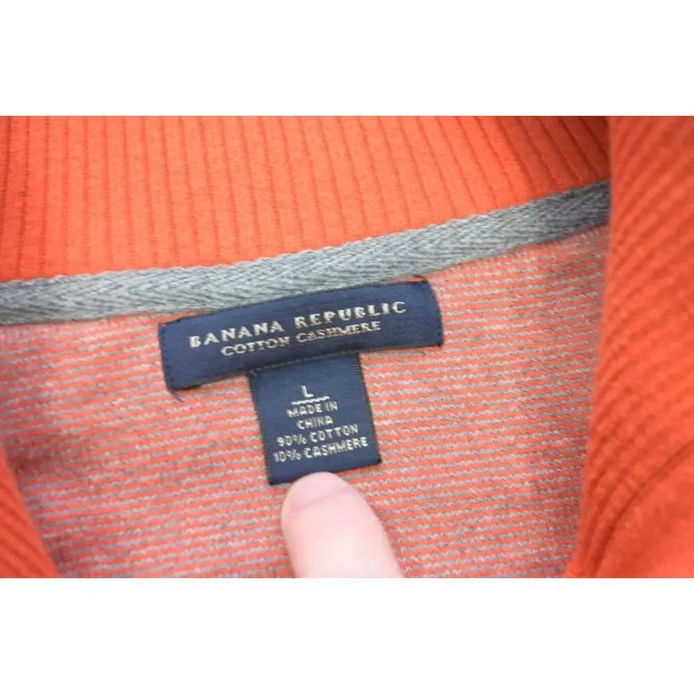 Banana Republic Orange Button Neck Sweater Cotton‎ Cashmere Mens Size Large